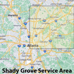 Shady Grove Landscaping Company Service Area Map